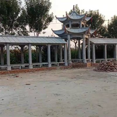 大理石雕刻仿古建筑長廊涼亭公園擺件