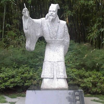 公園創(chuàng)意漢白玉歷史名人白居易雕塑