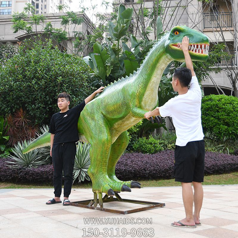 公園廣場大型仿真玻璃鋼綠色恐龍雕塑