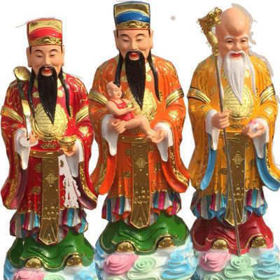 寺院供奉福星祿星壽星財(cái)神爺樹脂雕刻彩繪工藝神像塑像擺件