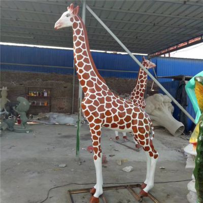 玻璃鋼彩繪卡通長頸鹿動(dòng)物雕塑兒童游樂園擺件小品