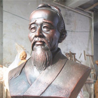 古代名人肖像景觀(guān)玻璃鋼仿銅擺件