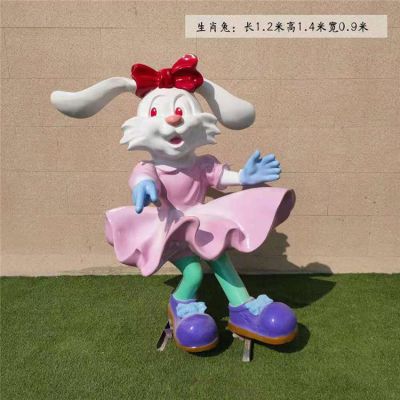 商場(chǎng)游樂園玻璃鋼卡通創(chuàng)意兔子雕塑幼兒園擺件