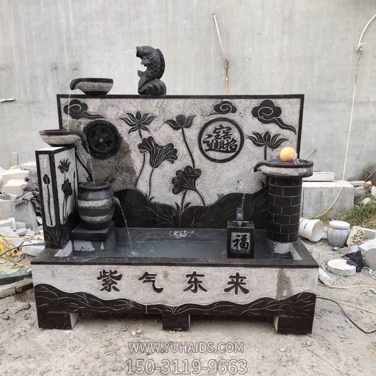 石槽魚(yú)缸石雕荷花水槽養(yǎng)魚(yú)池室內(nèi)擺件雕塑