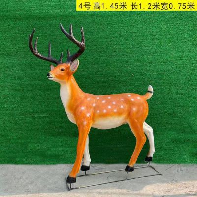 戶外動物園玻璃鋼卡通梅花鹿雕塑