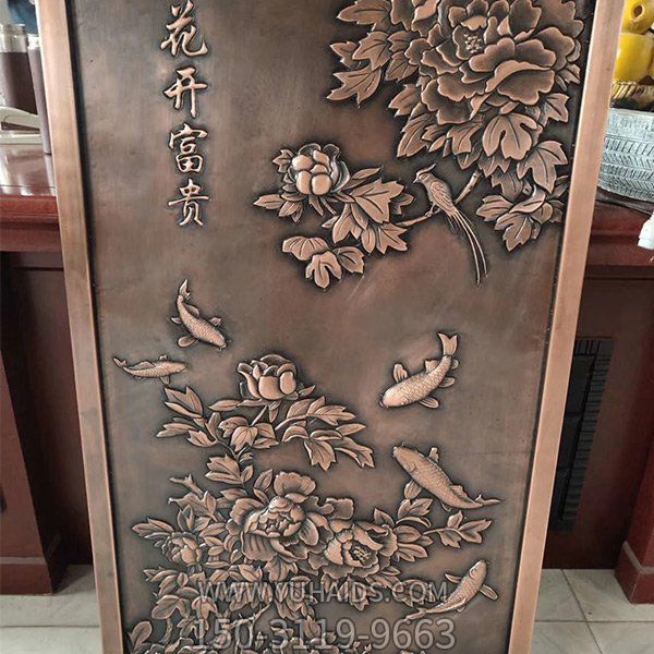 浮雕菊花銅雕室內(nèi)大型壁畫(huà)雕塑