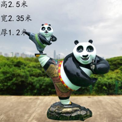 公園游樂(lè)場(chǎng)所主題動(dòng)物展示玻璃鋼熊貓雕塑 創(chuàng)意卡通動(dòng)物造型定制