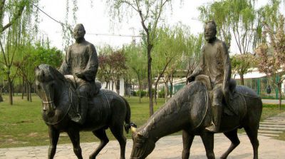 公園古人銅雕騎馬雕塑