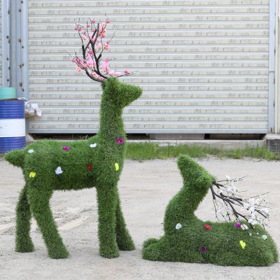 公園景區(qū)不銹鋼綠植梅花鹿雕塑