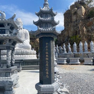 寺廟景觀大理石古建筑經(jīng)幢雕塑