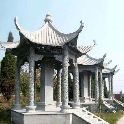 青石園林景點戶外復(fù)古建筑六角休閑涼亭