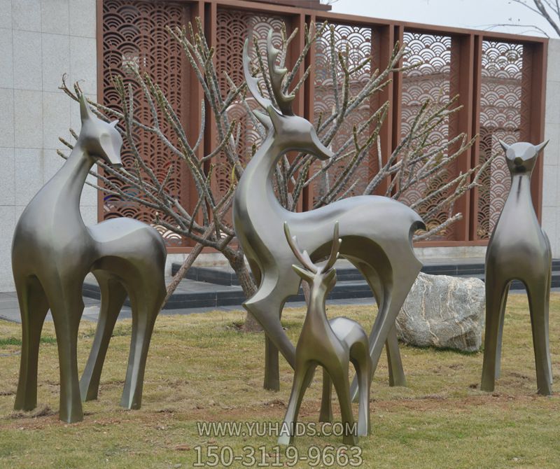 公園景區(qū)不銹鋼仿銅抽象藝術鹿雕塑