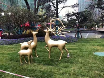 玻璃鋼動物雕塑鹿 戶外公園綠地?cái)[件