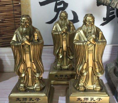 園林景區(qū)先師孔子人物玻璃鋼仿銅雕塑