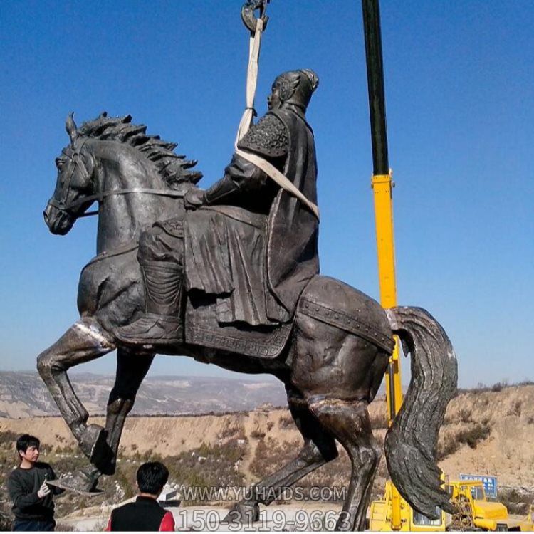 玻璃鋼仿銅園林廣場大型將軍騎馬的人物景觀雕塑