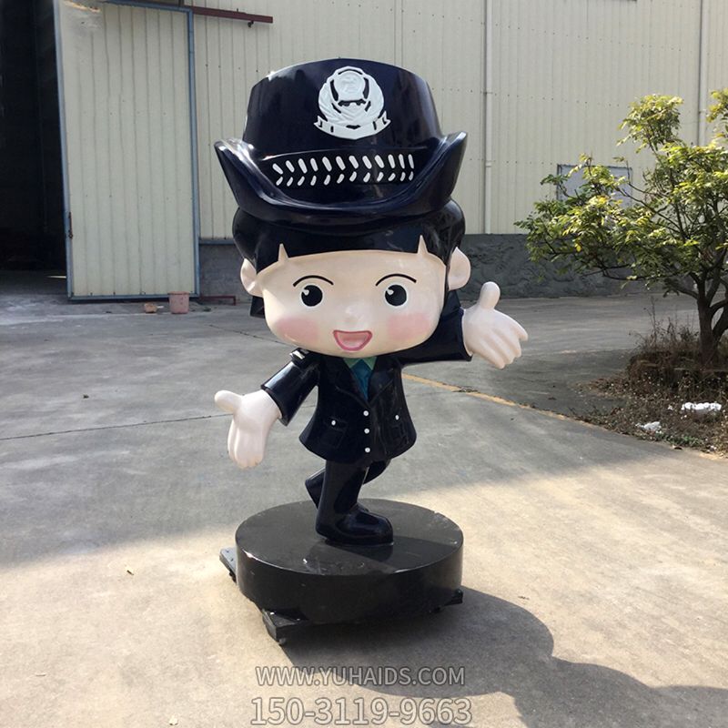 公園玻璃鋼卡通女警察<a href=